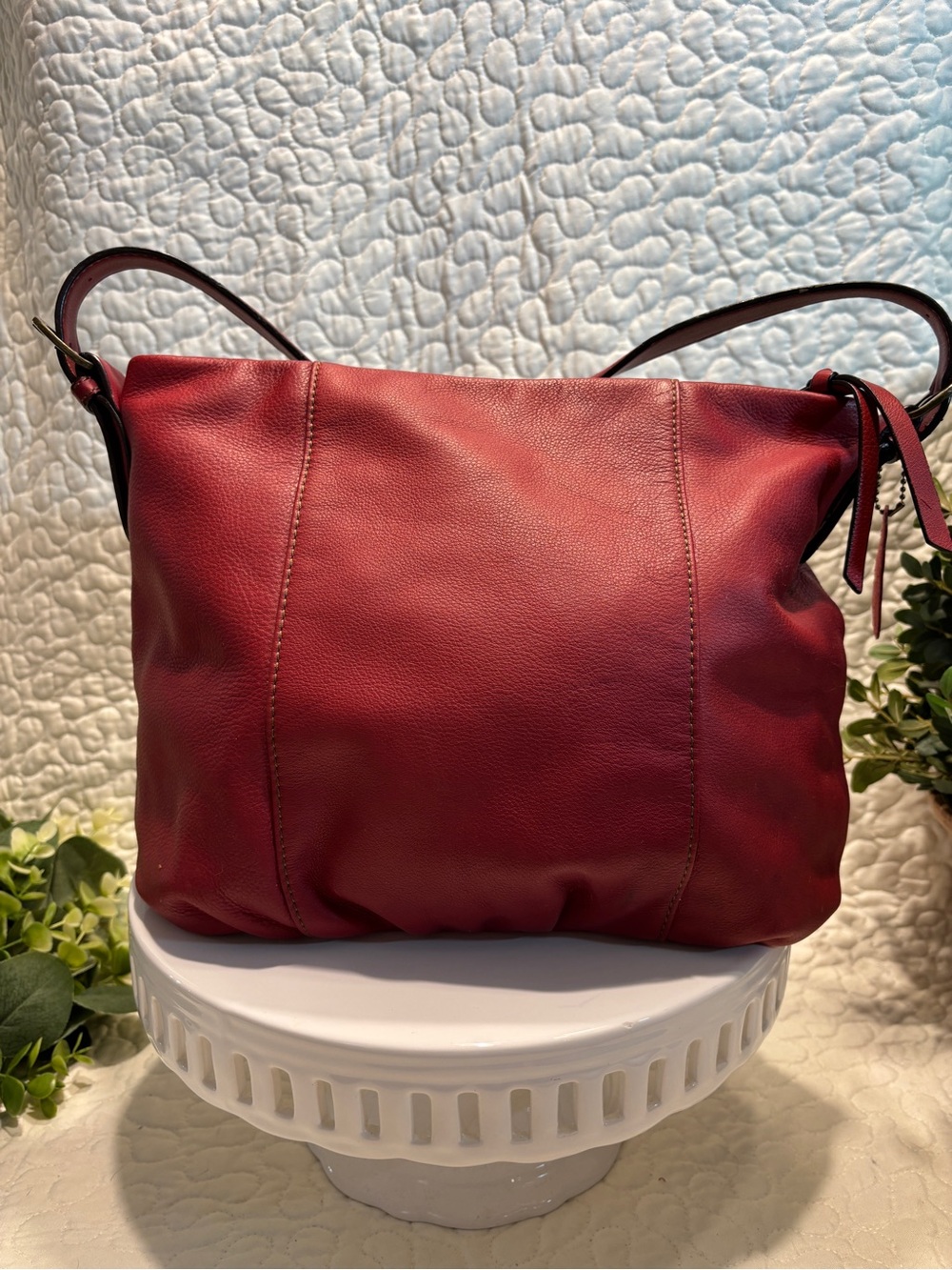 St. John's Bay Red Leather Hobo Shoulder Bag